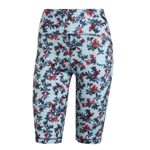 NWT Adidas x Stella McCartney Cycling Floral Shorts Blue/Multicolor Size L - Picture 2 of 11